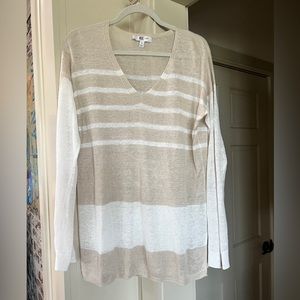Etcetera Tan and White Linen Sweater in size Medium.